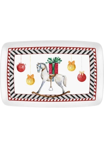 Yılbaşı Temalı Nutcracker Dikdörtgen Servis Tabağı 34 x 25 cm fiyatları