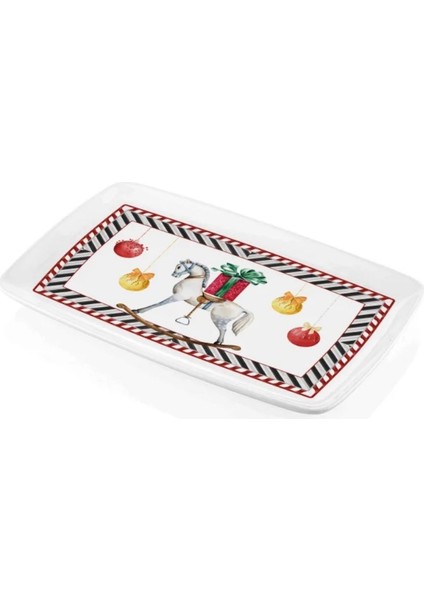 Yılbaşı Temalı Nutcracker Dikdörtgen Servis Tabağı 34 x 25 cm modelleri