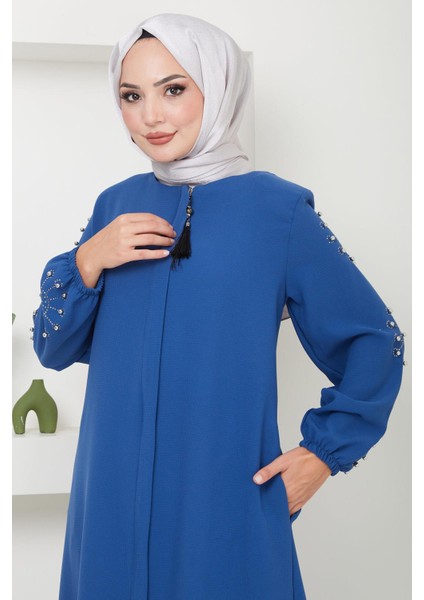 Kolu Taşlı ve Incili Ferace Indigo HM2494 fırsatları