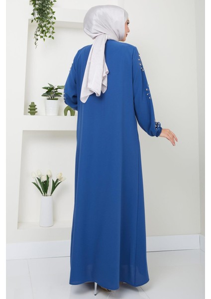 Kolu Taşlı ve Incili Ferace Indigo HM2494 indirimleri