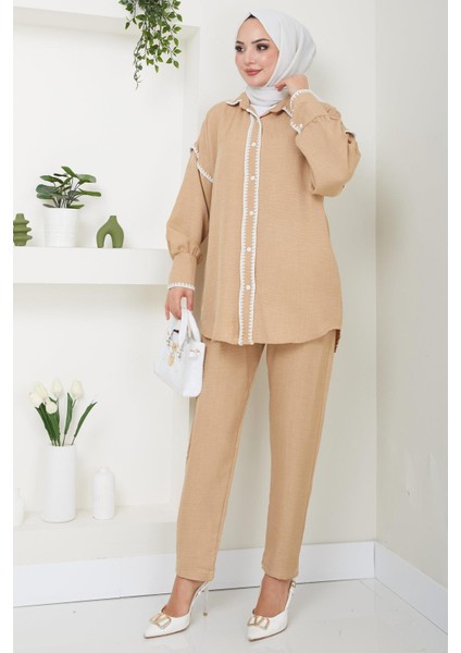 Nakış Işlemeli Ikili Takım Camel HM2491 fiyatları