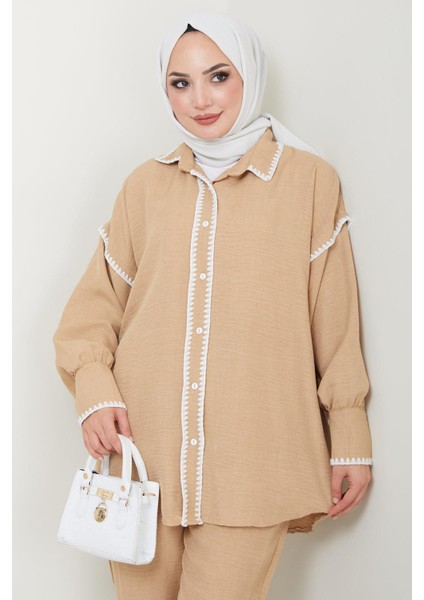 Nakış Işlemeli Ikili Takım Camel HM2491 modelleri