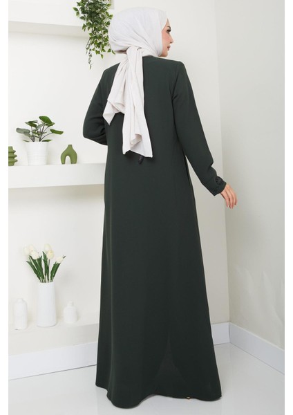 Hüma Taş Detaylı Ferace Haki HM2479 indirimleri