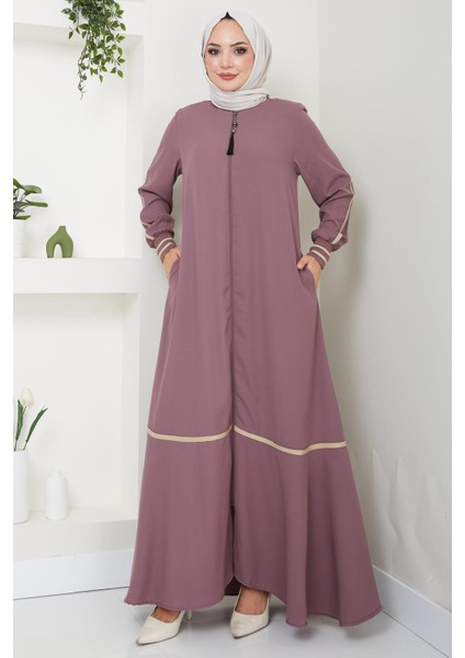 Çizgi Detaylı Gül Kurusu Ferace HM2035 fiyatları