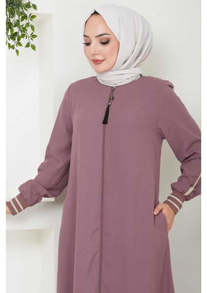 Çizgi Detaylı Gül Kurusu Ferace HM2035 fırsatları