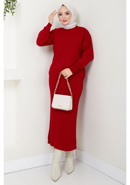 Jile Kazak Triko Takım Kırmızı HM2597