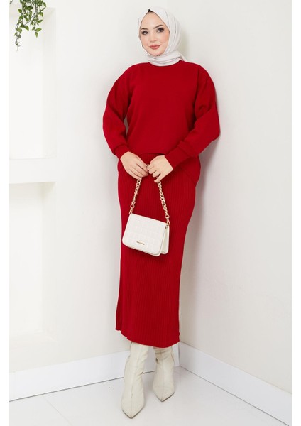 Jile Kazak Triko Takım Kırmızı HM2597 fiyatları