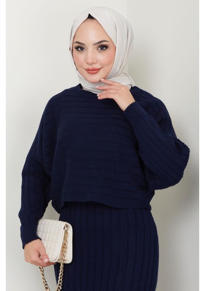 Jile Bluz Triko Takım Lacivert HM2551 modelleri