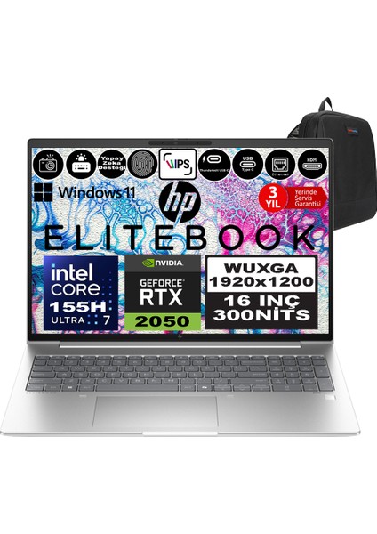 Probook 460 G11 Intel Core Ultra 7 155H Ddr5 40GB 1tb SSD Rtx™ 2050 4gb 16" Wuxga IPS Windows 11 Pro Taşınabilir Bilgisayar 9Y7B8ETP14 + Zetta Çanta