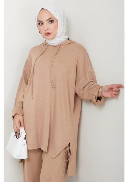 Kapüşonlu Oysho Ikili Takım Vizon HM2511 fiyatları