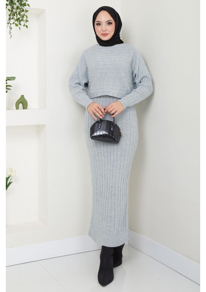 Jile Bluz Triko Takım Gri HM2551