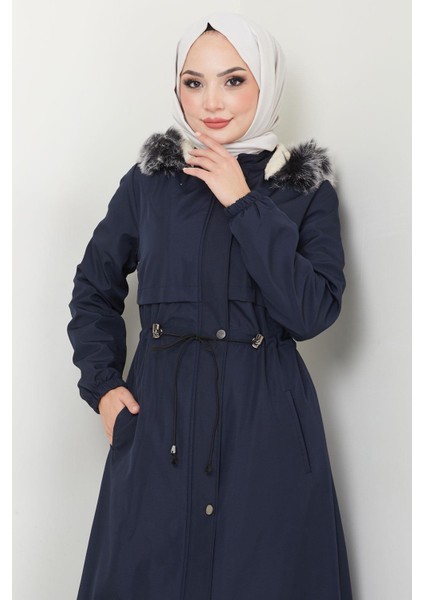 Içi Kürklü Tam Boy Bondit Mont Lacivert HM2331 modelleri