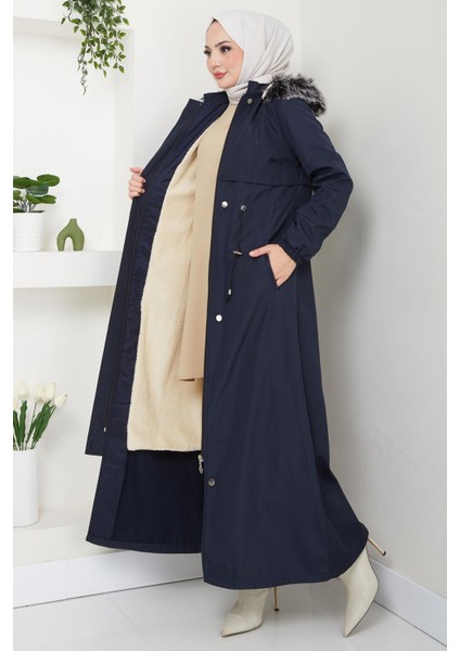 Içi Kürklü Tam Boy Bondit Mont Lacivert HM2331 fırsatları