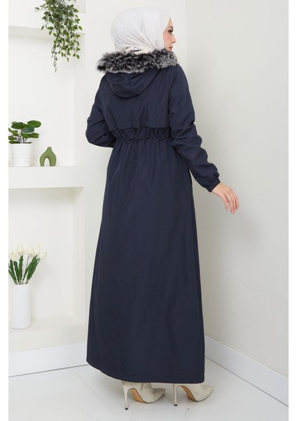 Içi Kürklü Tam Boy Bondit Mont Lacivert HM2331 indirimleri