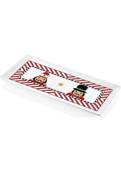 Yılbaşı Temalı Nutcracker Dikdörtgen Servis Tabağı 35 x 16 cm fiyatları