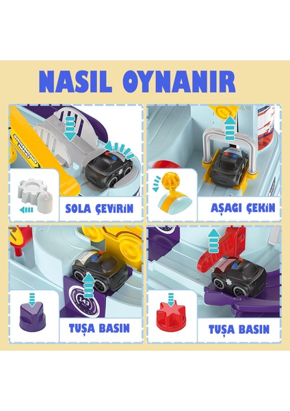 2in1 4 Arabalı Pilsiz Macera Platformu Parkur Oyuncak Pist Seti
