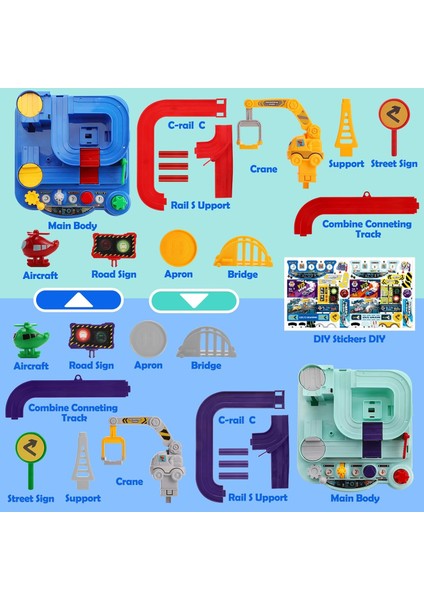 2in1 4 Arabalı Pilsiz Macera Platformu Parkur Oyuncak Pist Seti