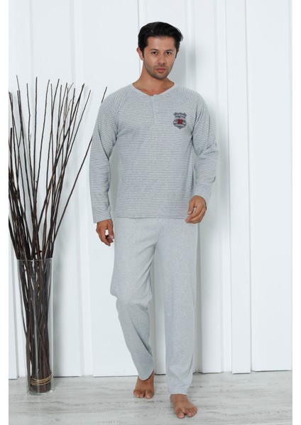 Falkom 5003 Interlok Kalın Kışlık Çizgili Erkek Ev Pijama Takımı