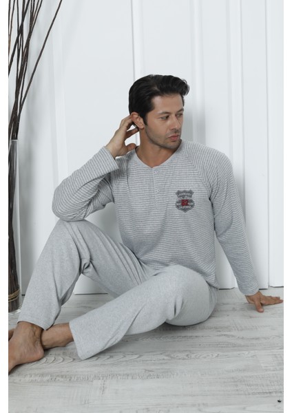 Falkom 5003 Interlok Kalın Kışlık Çizgili Erkek Ev Pijama Takımı modelleri