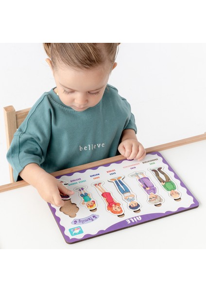 Hpiers Montessori Aile Bultak Ahşap Puzzle Seti / 1+ Yaş / Zeka Geliştirici Oyuncak - Eğitici, Öğretici ve Güvenli