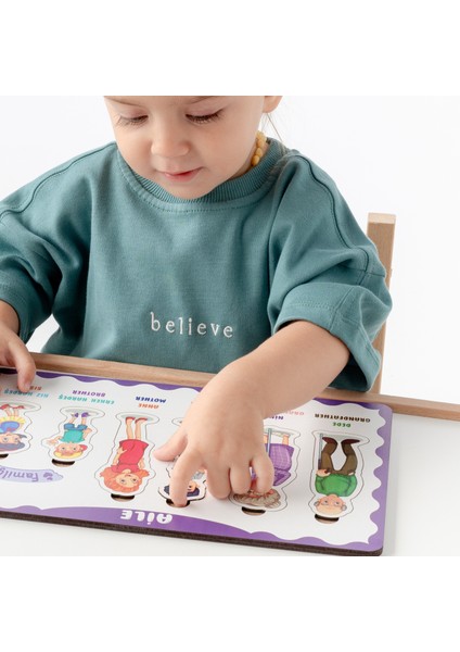 Hpiers Montessori Aile Bultak Ahşap Puzzle Seti / 1+ Yaş / Zeka Geliştirici Oyuncak - Eğitici, Öğretici ve Güvenli