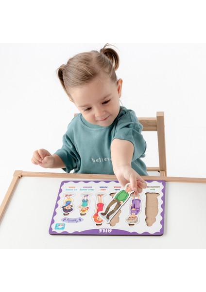 Hpiers Montessori Aile Bultak Ahşap Puzzle Seti / 1+ Yaş / Zeka Geliştirici Oyuncak - Eğitici, Öğretici ve Güvenli