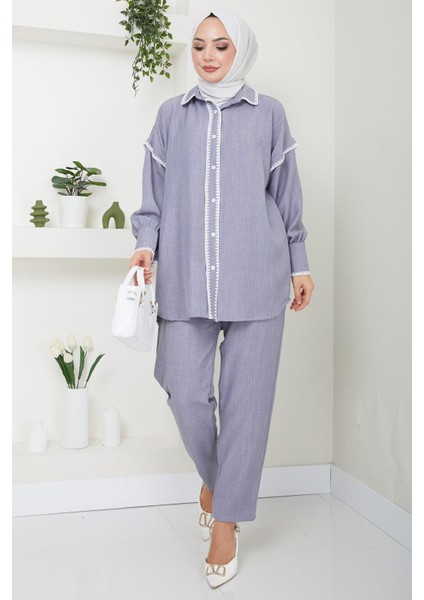 Nakış Işlemeli Ikili Takım Gri HM2491 fiyatları