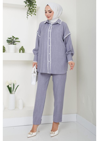 Nakış Işlemeli Ikili Takım Gri HM2491 modelleri