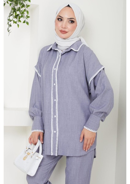 Nakış Işlemeli Ikili Takım Gri HM2491 fırsatları