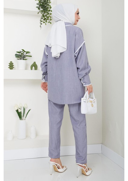 Nakış Işlemeli Ikili Takım Gri HM2491 indirimleri