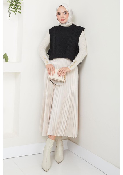 Yandan Bağlamalı Triko Süveter Siyah HM2552 fırsatları