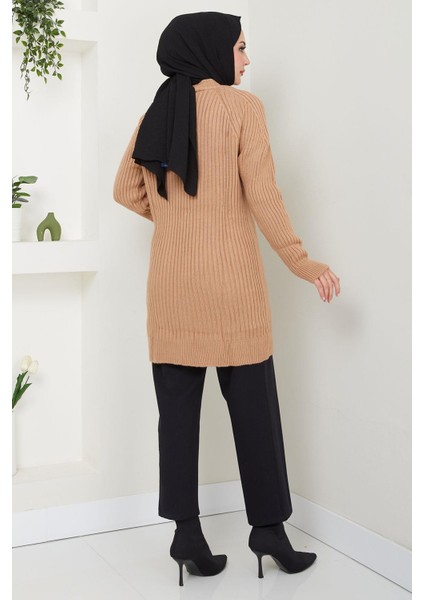 Fitilli Düğmeli Triko Hırka Camel HM2563 fırsatları