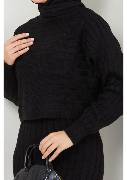 Jile Bluz Triko Takım Siyah HM2551 modelleri