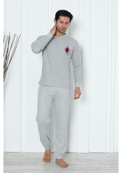 Falkom 5006 Interlok Kalın Kışlık Çizgili Erkek Ev Pijama Takımı