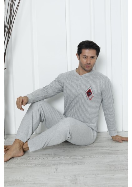 Falkom 5006 Interlok Kalın Kışlık Çizgili Erkek Ev Pijama Takımı fırsatları