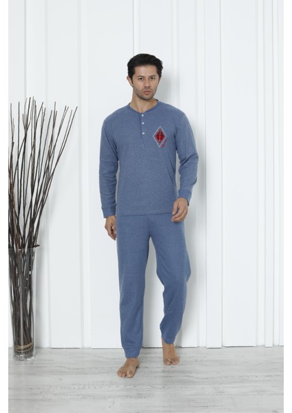 Falkom 5006 Interlok Kalın Kışlık Çizgili Erkek Ev Pijama Takımı