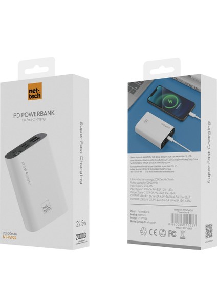 NT-PW24 22.5W 4 Çıkışlı 20000 Mah Taşınabilir Powerbank