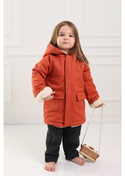 Erkek Çocuk Kız Çocuk Mont Kaban Peluş Polar Astarlı Kapüşonlu Gabardin Kumaş Sarı fiyatları