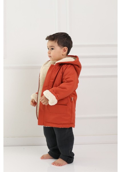 Erkek Çocuk Kız Çocuk Mont Kaban Peluş Polar Astarlı Kapüşonlu Gabardin Kumaş Sarı fırsatları