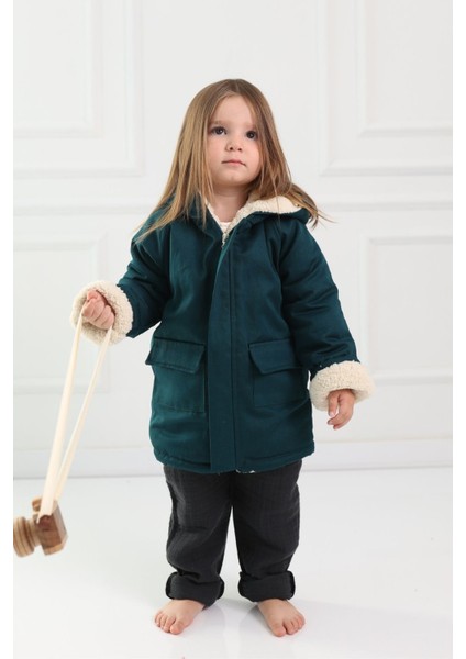 Erkek Çocuk Kız Çocuk Mont Kaban Peluş Polar Astarlı Kapüşonlu Gabardin Kumaş Sarı fiyatları