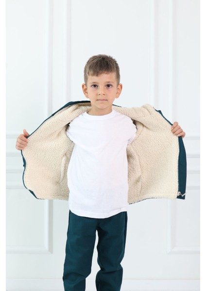 Erkek Çocuk Kız Çocuk Mont Kaban Peluş Polar Astarlı Kapüşonlu Gabardin Kumaş Sarı modelleri