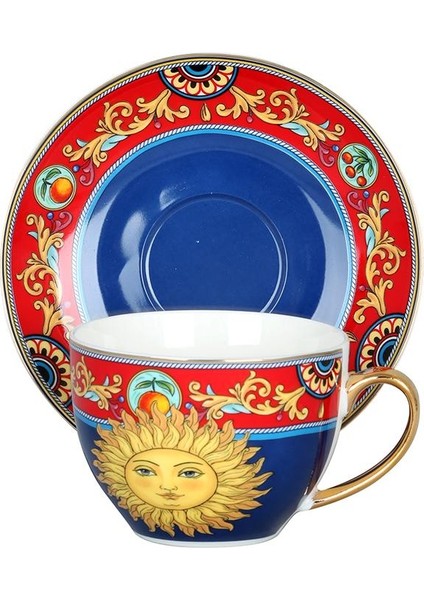 Luckyart Odessa Desenli 4 Lü Bone China Porselen Çay Fincanı Seti 250 ml