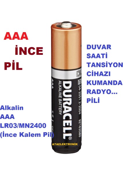 1 kart 2 adet - Duracell Simply Alkalin Aaa İnce Pil 1.5V 2Li Blister (Lr03- Mn2400) fırsatları