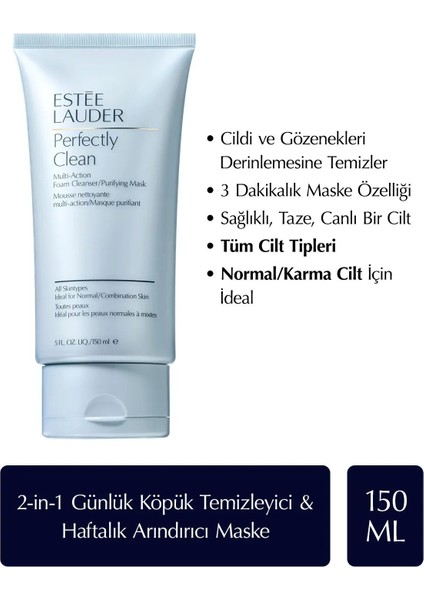 Estee Lauder Köpük Temizleyici & Arındırıcı Maske - Perfectly Clean Multi-Action Foam Cleanser 150 ml