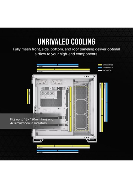 Corsaır 6500D Aırflow Mid-Tower Dual Chamber Pc Case - White (CC-9011260-WW)