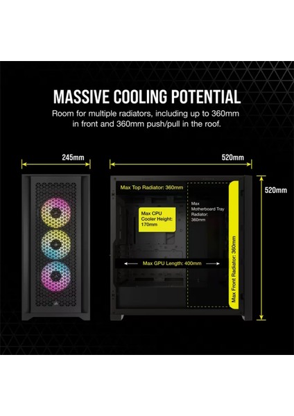 Corsaır Icue 5000D Rgb Aırflow Mid-Tower Case, Siyah (CC-9011242-WW)