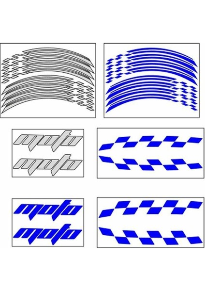 Üniversal Racing Motosiklet Jant Şeridi Mavi