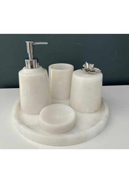 Modern 5 Li Mermer Banyo Seti Krem