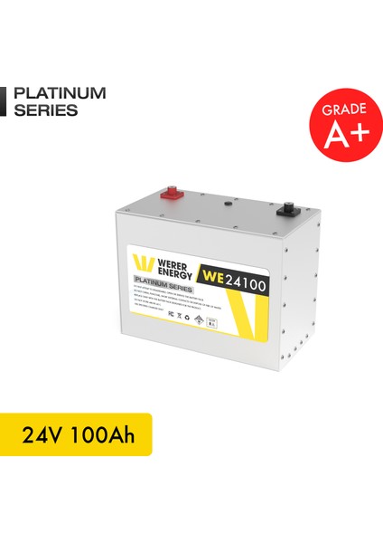 24V 100Ah LiFePO4 Platinum Series Bluetooth'lu Lityum Demir Fosfat Akü