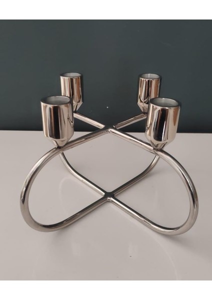 Nikel Küçük Dörtlü Mumluk 23*23*15 cm